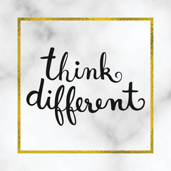 Think different, Brush Pen lettering on a marble background. Handwritten vector Illustration.