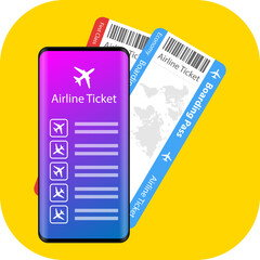Concept for buying tickets online Airline tickets and passport