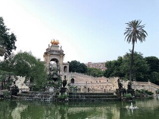 fountain in the park of the palace Barcelona