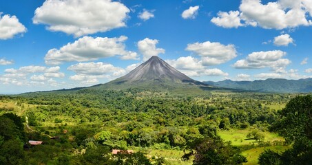 Landscape Panorama picture from Volcano Arenal next to the rainforest, Costa Rica. Travel in...