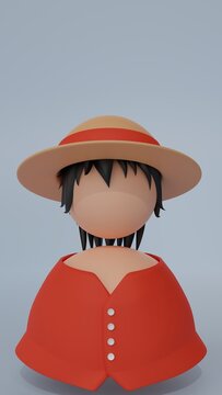 3D Default Profile Picture 8K Resolution. Luffy From One Piece Anime.