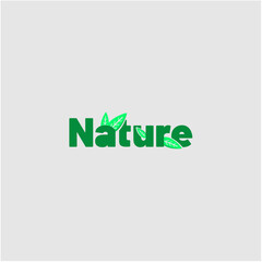 Nature icon logo with blue and black vector writing