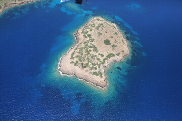 Aerial View of a Small Island in the Eastern Aegean Sea, Greece.