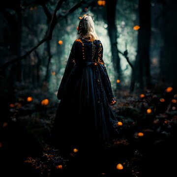 Gothic Witch in a Forest