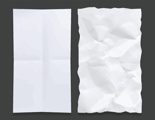 Set of torn crumpled paper sheets
