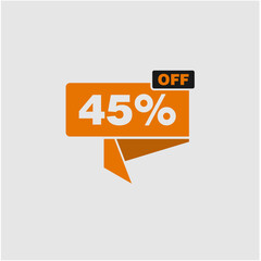 orange and black 45% off icon with modern design