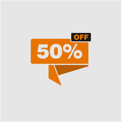 orange and black 50% off icon with modern design