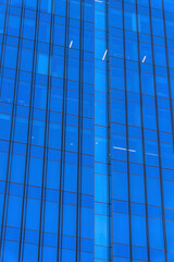 Facade of a blue building with modern architecture design in Austin Texas