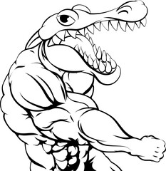 Alligator or crocodile mascot punching