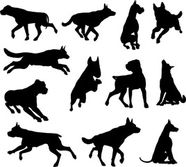 Dog Silhouettes Animal Set