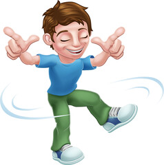 Boy Kid Cartoon Child Character Dancing