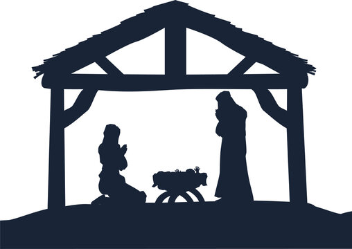 recommend clip art: Christian Nativity Christmas Scene Silhouettes