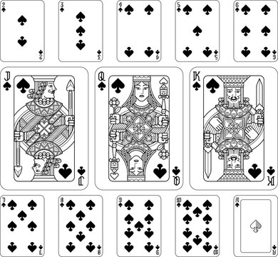 Playing Cards Spades Black and White