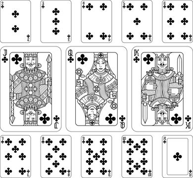 Playing Cards Clubs Black and White