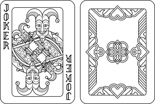 Playing Card Joker and Back Black and White