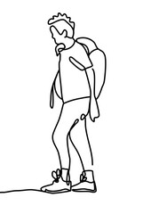 One continuous line drawing, people walking