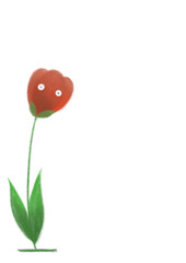 Cartolina con disegno fiore rosso