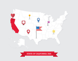 California State map highlighted on USA map
