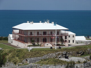 Commisioners house in the middle of the national museum of Bemuda, Royal Naval Dockyard, Grand Bermuda, Bermuda Islands