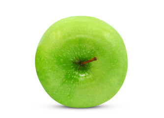 Whole green apple isolated on white background.