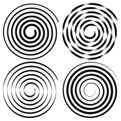 Set of black different spiral lines. Geometric art. Design element for logo, tattoo, web pages. Abstract vector illustration. Isolated on white background