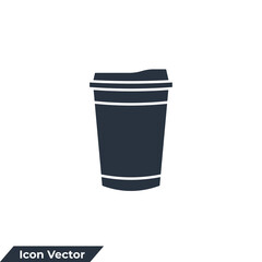 Coffee Cup cone icon logo vector illustration. Disposable cup symbol template for graphic and web design collection