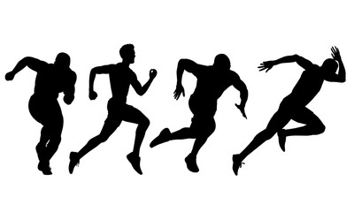 Fototapeta na wymiar silhouettes of running man