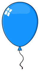 Cartoon Blue Balloon. Hand Drawn Illustration Isolated On Transparent Background