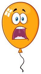 Scared Orange Balloon Cartoon Mascot Character. Hand Drawn Illustration Isolated On Transparent Background
