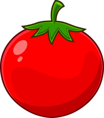 Cartoon Fresh Red Tomato. Hand Drawn Illustration Isolated On Transparent Background