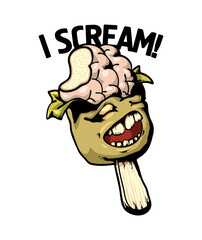 Obraz premium Halloween t-shirt decoration with screaming ice-cream 