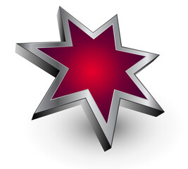 Fototapeta premium 3D logo red metallic star isolated, dynamic modern icon.