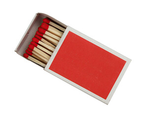Box of matches with the red heads isolated