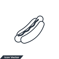 hot dog icon logo vector illustration. American delicious hot dog symbol template for graphic and web design collection