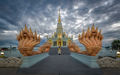 Saensuk Temple, Chonburi, Thailand, front corner, seven-headed Naga