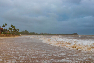 Hurricane Playa del Carmen beach Mexico extremely high tsunami waves.
