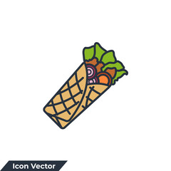 Shawerma sandwich icon logo vector illustration. shawarma symbol template for graphic and web design collection