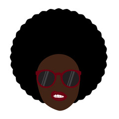 portrait African Women , dark skin female face with hair afro and glasses in traditional ethnic curly hair on isolated background , hairstyle concept