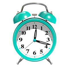 Alarm clock isolated, vintage 3D icon illustration.