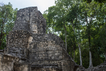 Mayan Ruins in the Rainforests of Calakmul Biosphere Reserve, Mexico.