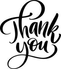 Hand drawn vintage vector text Thank you and heart. Calligraphy lettering illustration for wedding, Thanksgiving Day, greeting card, tag. Isolated on white background