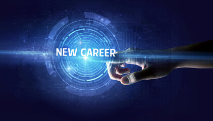 Hand touching business concept button