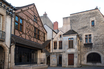 Fototapeta na wymiar Architecture of old half-timbered houses in Dijon, Burgundy, France