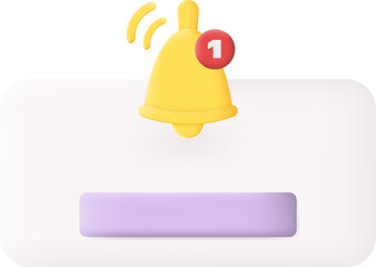 Reminder Notification Bell 3D Icon Graphic Illustration on Transparent Background