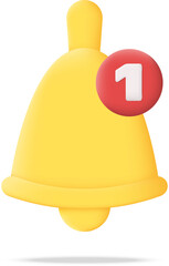 Yellow Bell 3D Icon Graphic Illustration on Transparent Background