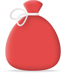 Red  Santa Bag 3D Icon Graphic Illustration on Transparent Background