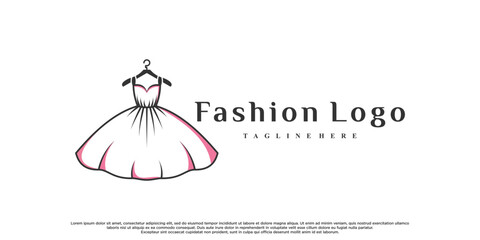 Fashion logo design with dress fashion Premium Vector