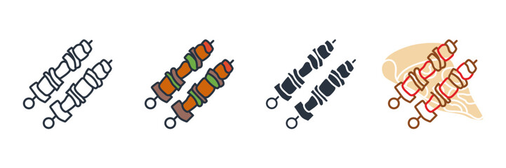 Fototapeta premium shish kebab icon logo vector illustration. shish kebab symbol template for graphic and web design collection