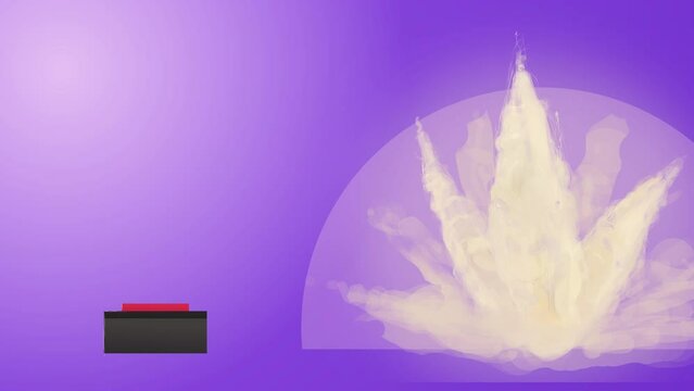 Animation of a man presses the red button and launches a nuclear bomb. International conflict, bomb explosion. nuclear war