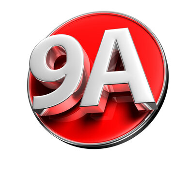 9A red circle 3D illustration.